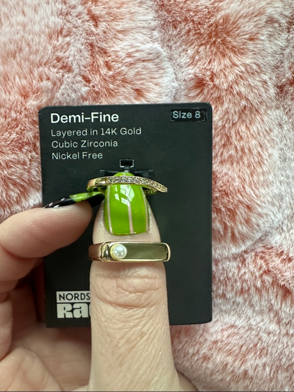NWT Nordstrom Rack  Demi Fine Layered In 14k Gold Ring Set